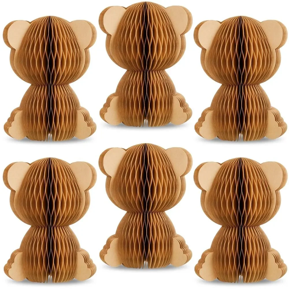 6 Pcs 3D Bear Honeycomb Centerpieces